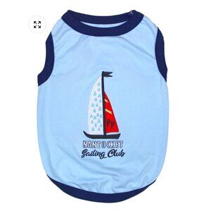 NWT Parisian Pet Nantucket Sailing Club Dog Shirt Outfit Blue 17" Inch Chest